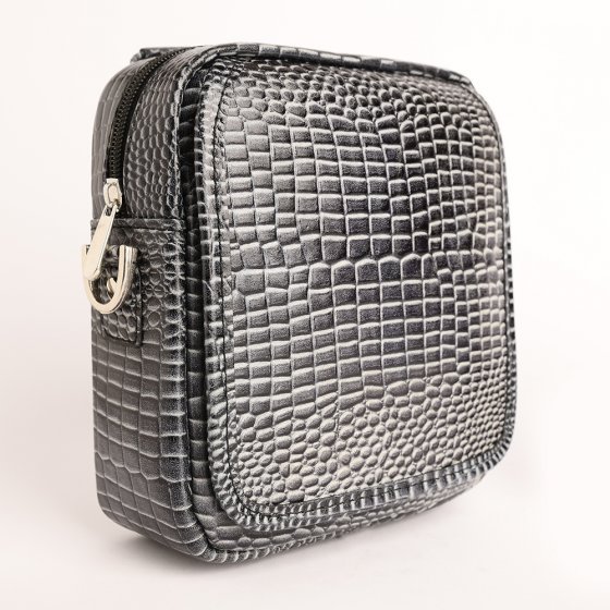 کیف کراس بادی مردانه طرح کایسر چرم کروکودیل طوسی