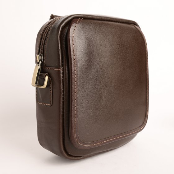 کیف کراس بادی مردانه طرح کایسر چرم ساده قهوه ای