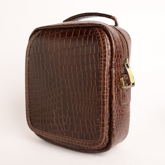 کیف کراس بادی مردانه طرح کایسر چرم کروکودیل قهوه ای