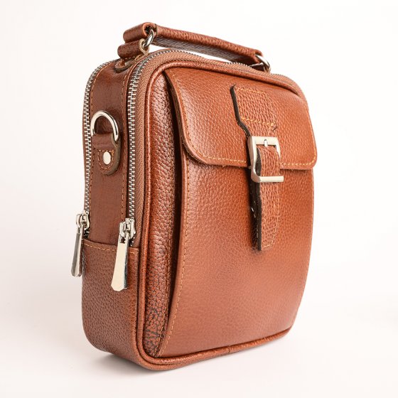 کیف کراس بادی مردانه طرح پارسا چرم فلوتر عسلی