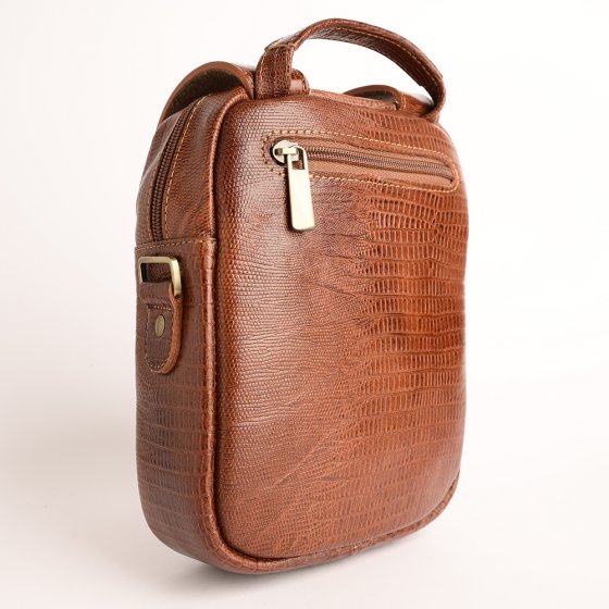 کیف کراس بادی مردانه طرح اسپرت چرم لیزارد عسلی