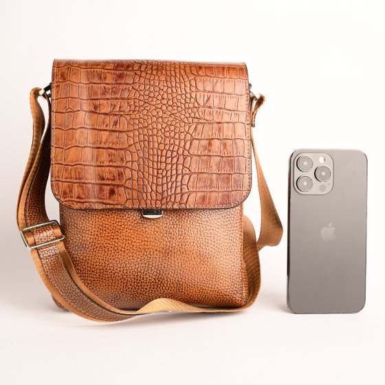 کیف کراس بادی مردانه طرح سینا چرم فلوتر عسلی