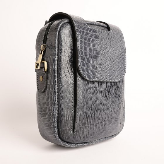 کیف کراس بادی مردانه طرح اسپرت چرم لیزارد طوسی