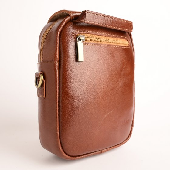 کیف کراس بادی مردانه طرح اسپرت چرم ساده عسلی