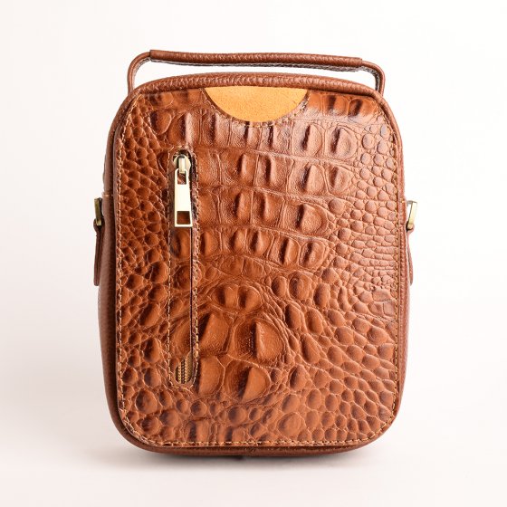 کیف کراس بادی مردانه طرح آیریک بزرگ چرم کروکودیل عسلی C2