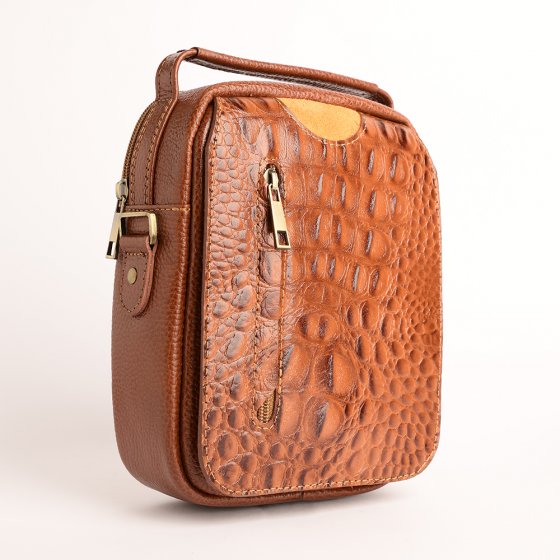 کیف کراس بادی مردانه طرح آیریک بزرگ چرم کروکودیل عسلی