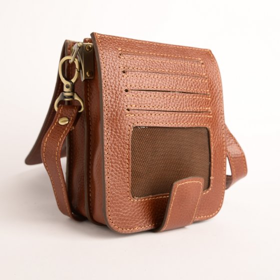 کیف کراس بادی مردانه طرح شاهان چرم فلوتر عسلی