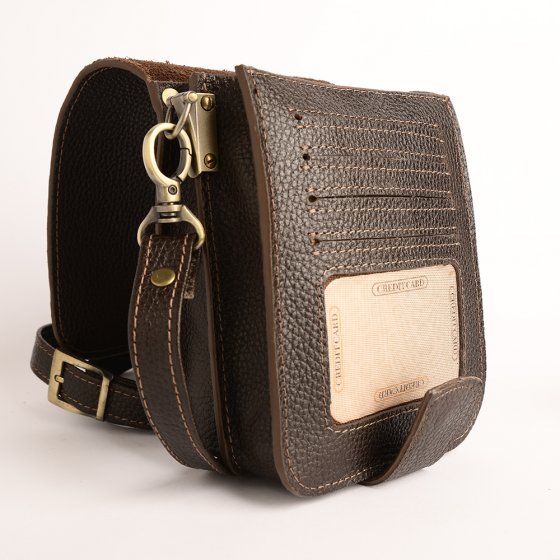 کیف کراس بادی مردانه طرح شاهان چرم فلوتر قهوه ای