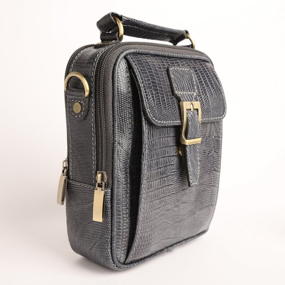 کیف کراس بادی مردانه طرح پارسا چرم لیزارد طوسی