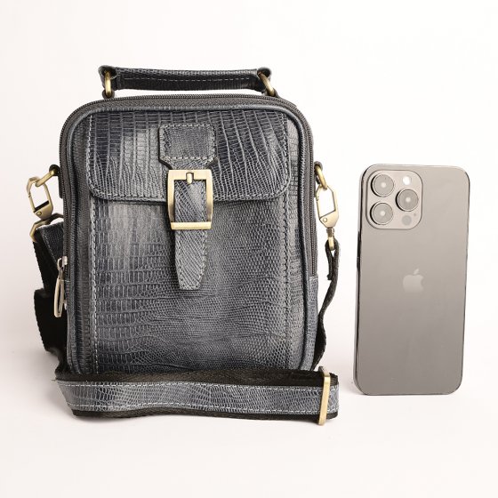 کیف کراس بادی مردانه طرح پارسا چرم لیزارد طوسی