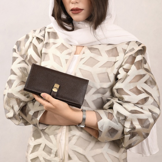 کیف دستی زنانه طرح تبسم چرم فلوتر قهوه ای