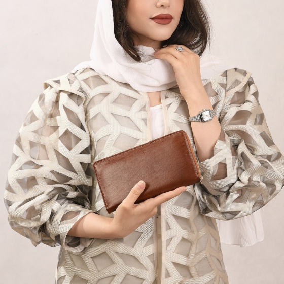 کیف دستی زنانه طرح میسرا چرم ساده عسلی