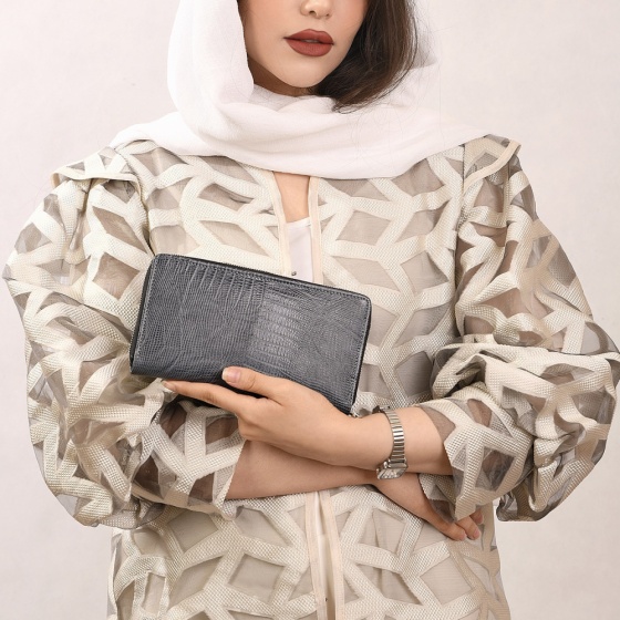 کیف دستی زنانه طرح میسرا چرم لیزارد طوسی