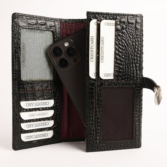 کیف دستی زنانه طرح تبسم چرم کروکودیل مشکی