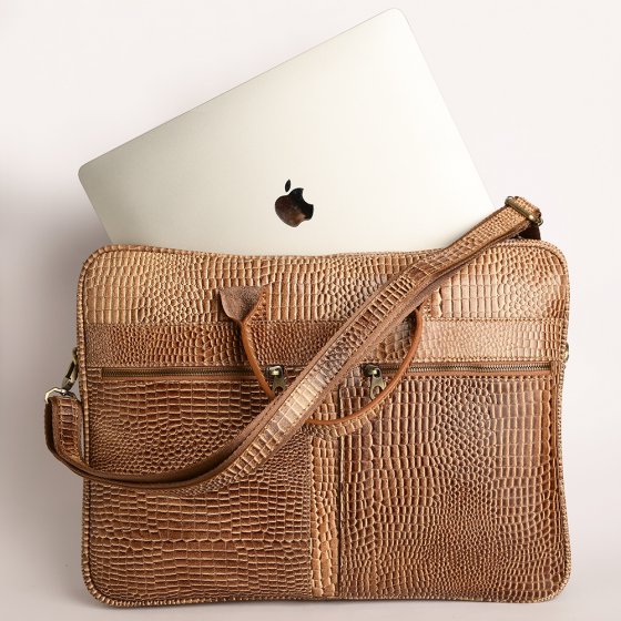 کیف اداری طرح ماکان چرم کروکودیل کرم