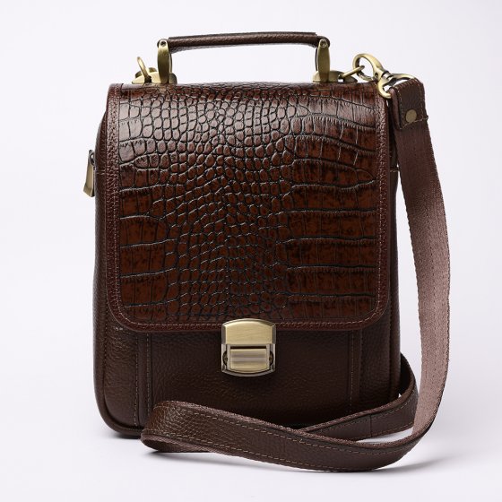 کیف دوشی مردانه طرح ماهان چرم فلوتر قهوه ای