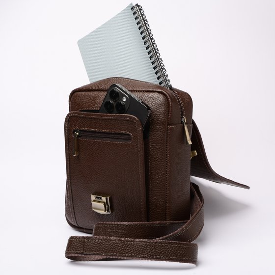 کیف دوشی مردانه طرح ماهان چرم فلوتر قهوه ای