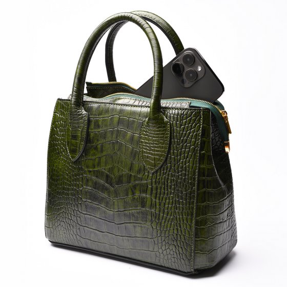 کیف زنانه مجلسی طرح ستاره چرم کروکودیل سبز