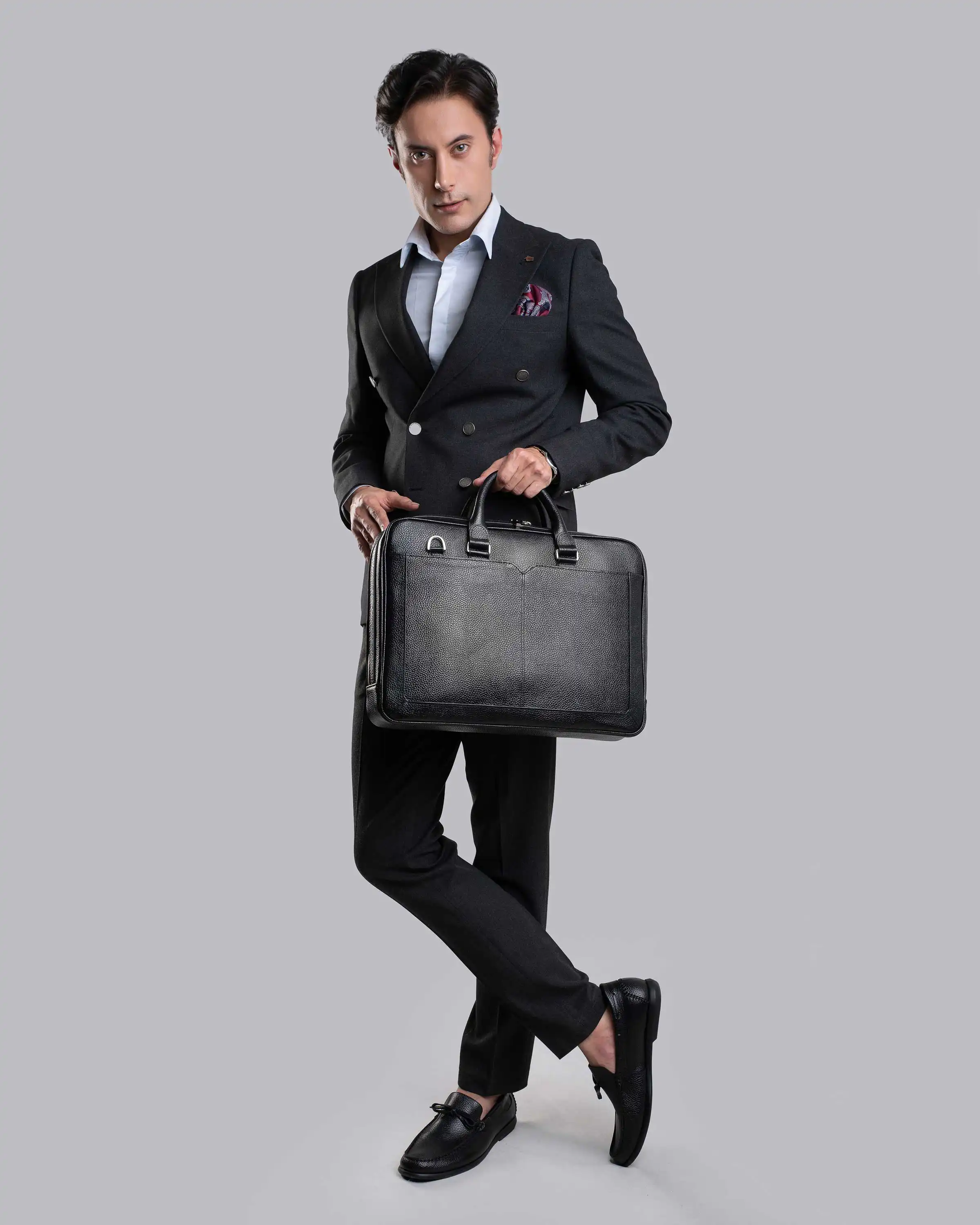 کیف اداری مردانه طرح زال چرم فلوتر مشکی