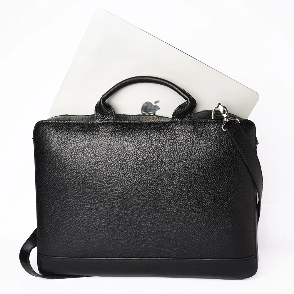 کیف اداری چرم طبیعی طرح مارسی مشکی فلوتر دارای محافظ لپ تاپ