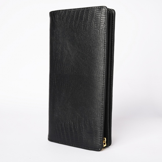 کیف پول زنانه طرح نرجس چرم لیزارد مشکی کیف پول زنانه طرح نرجس چرم لیزارد مشکی