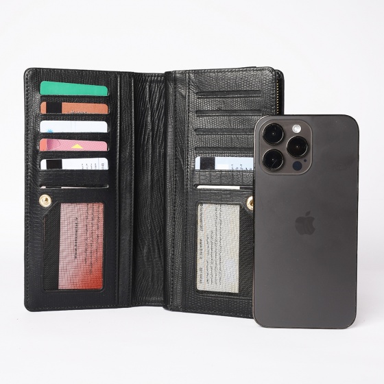 کیف پول زنانه طرح نرجس چرم لیزارد مشکی کیف پول زنانه طرح نرجس چرم لیزارد مشکی