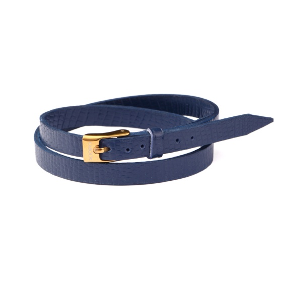 دستبند چرم دو دور سرمه ای