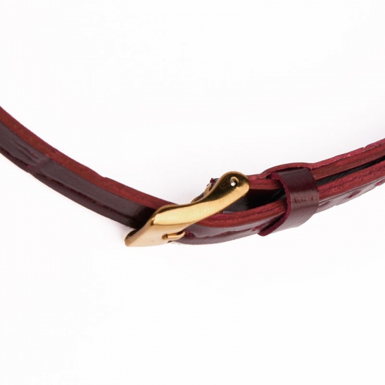 دستبند چرم دو دور زنانه زرشکی