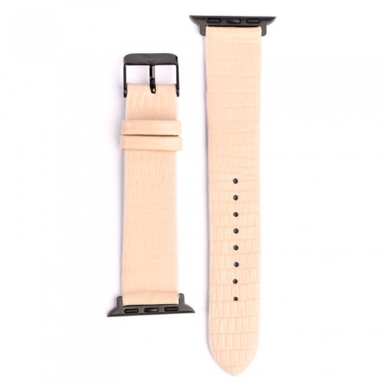 بند اپل واچ چرم لیزارد کرم