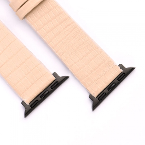 بند اپل واچ چرم لیزارد کرم