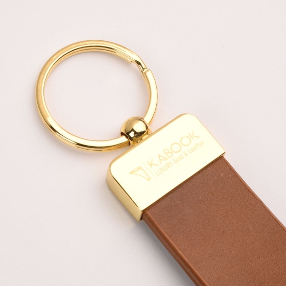 جاکلیدی چرم عسلی ساده