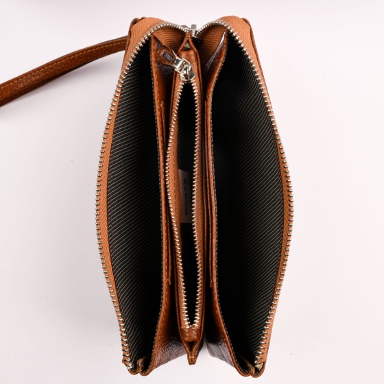 کیف پول زنانه طرح دریا چرم فلوتر عسلی