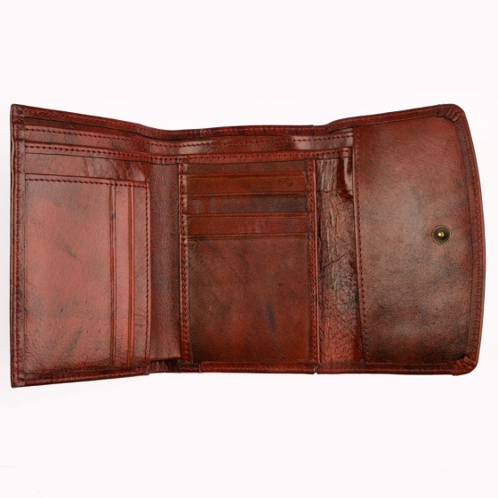 کیف پول زنانه طرح شمیم چرم ساده زرشکی