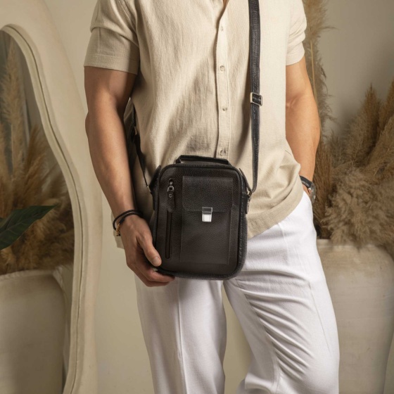 کیف کراس بادی مردانه طرح ساتیا چرم فلوتر مشکی