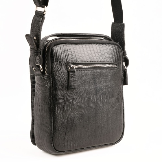 کیف کراس بادی مردانه تابش چرم لیزارد مشکی