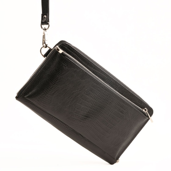 کیف پاسپورتی شاهرخ چرم لیزارد مشکی