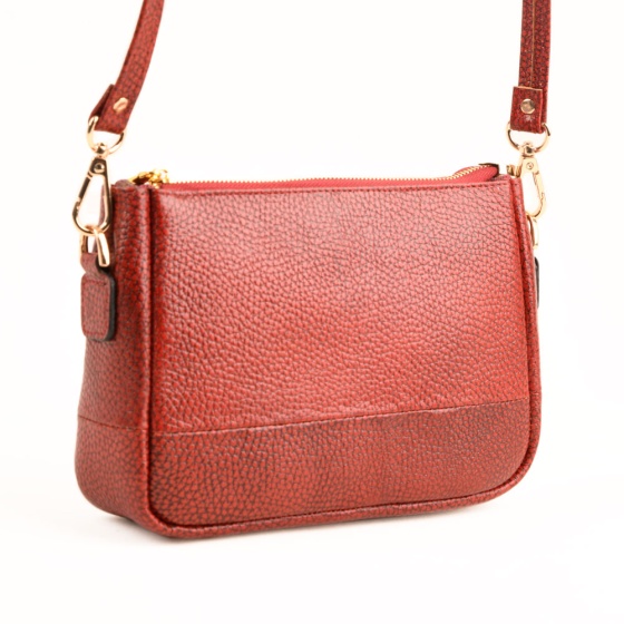 کیف دوشی آلین چرم فلوتر زرشکی