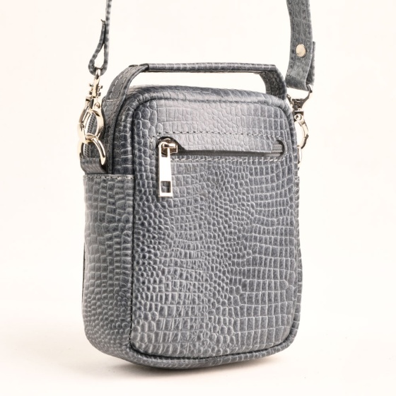 کیف کراس بادی مردانه آیریک چرم کروکودیل طوسی