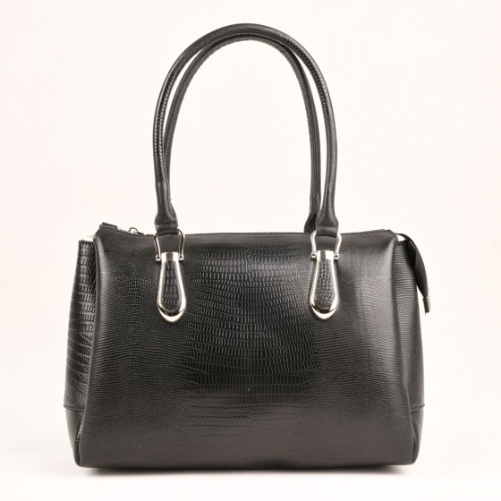 کیف مجلسی زنانه طرح گلوریا چرم لیزارد مشکی