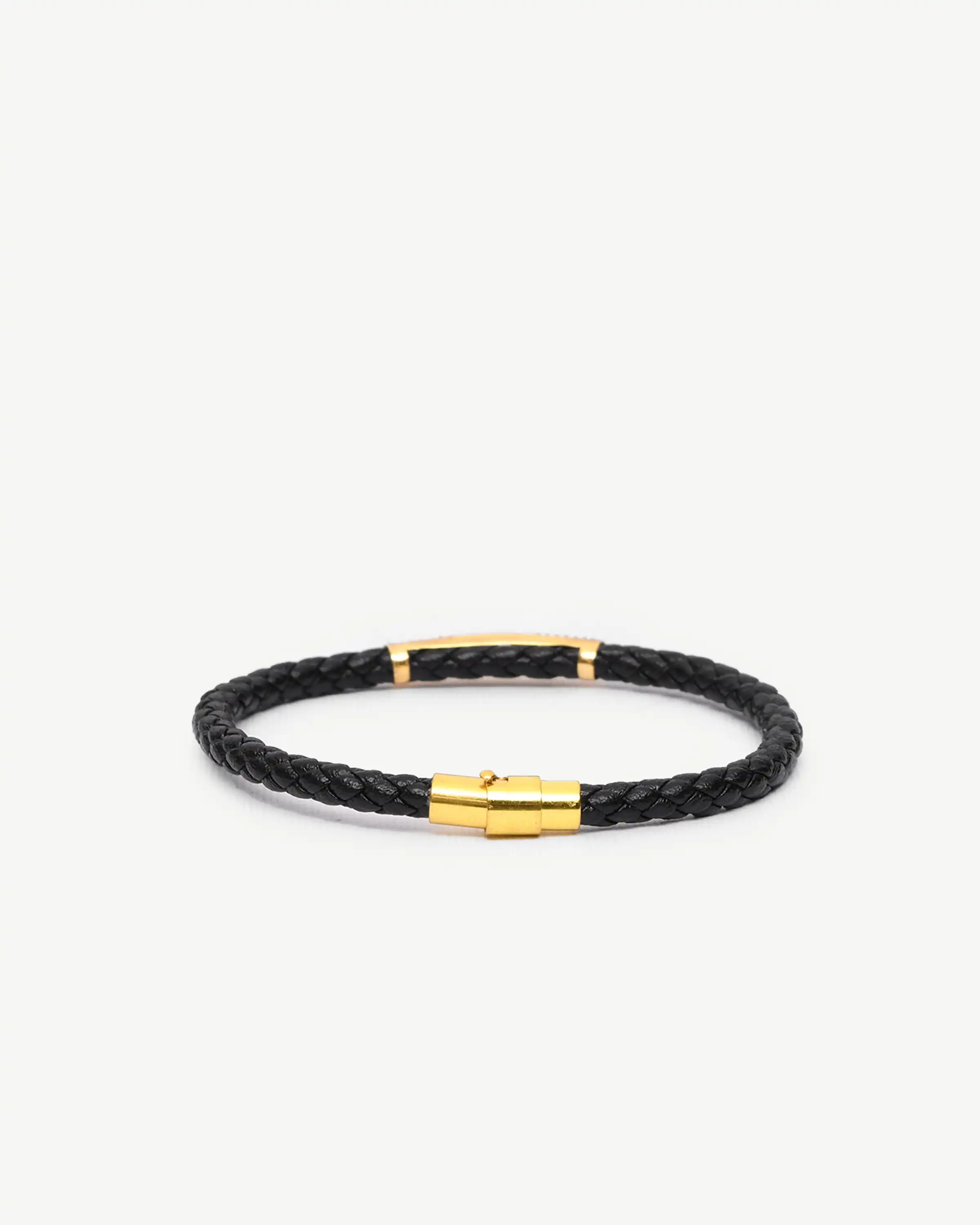 دستبند چرم طلا مردانه طرح الیزا