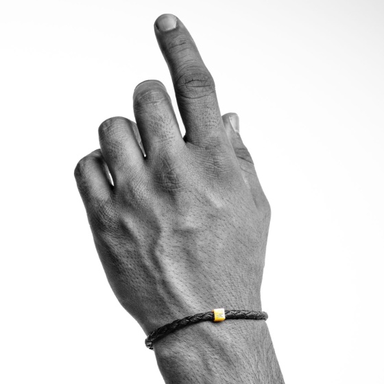 دستبن چرم طلا مردانه طرح مکعب