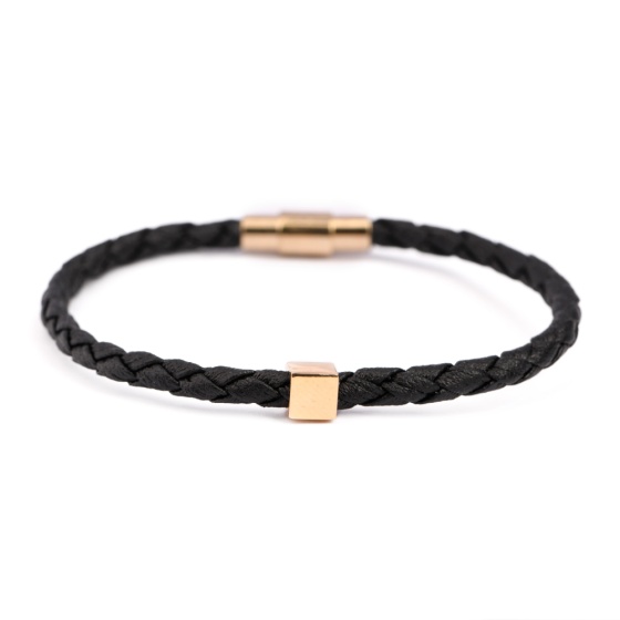 دستبن چرم طلا مردانه طرح مکعب