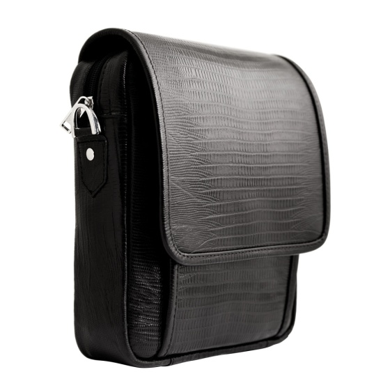 کیف کراس بادی مردانه طرح آرشام چرم لیزارد مشکی