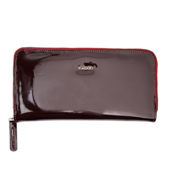 کیف پول زنانه چرم ورنی زرشکی