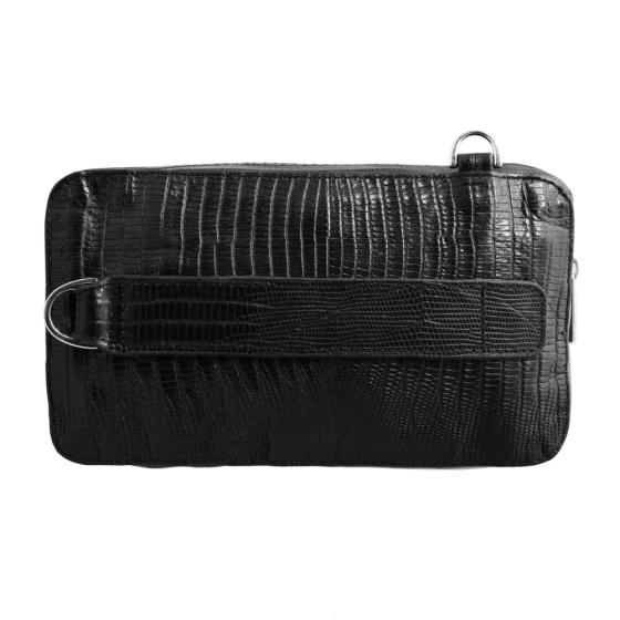 کیف کراس بادی مردانه طرح آگرین چرم لیزارد مشکی (قفل رمز دار )