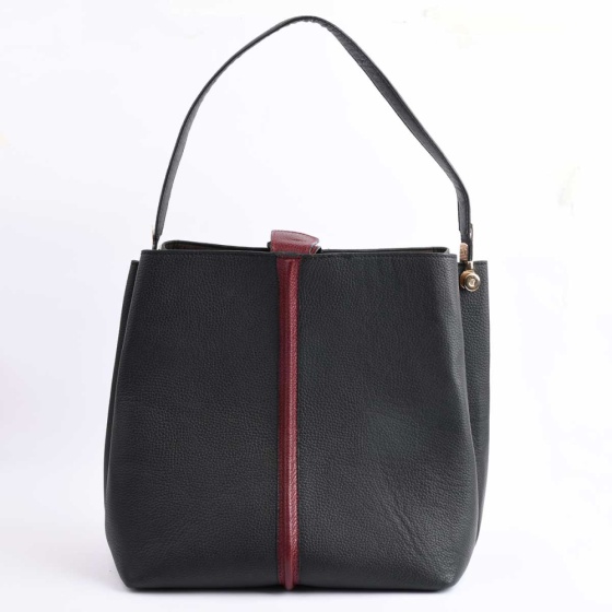 کیف دوشی زنانه کد 5008 چرم فلوتر مشکی G1
