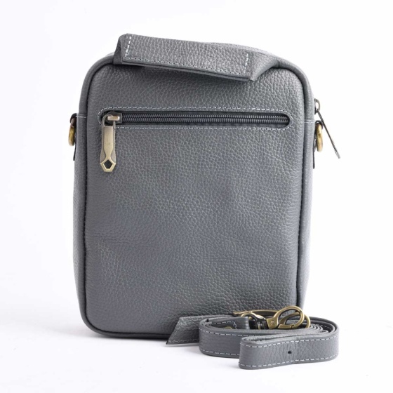 کیف کراس بادی مردانه طرح فارا چرم فلوتر خاکستری