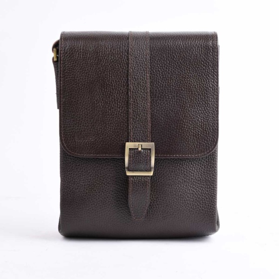 کیف کراس بادی مردانه طرح سپنتا چرم فلوتر قهوه ای A5