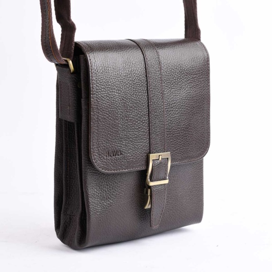 کیف کراس بادی مردانه طرح سپنتا چرم فلوتر قهوه ای A5