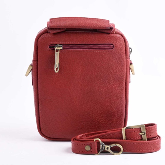 کیف کراس بادی مردانه طرح اسپرت چرم فلوتر قرمز